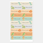 Étiquettes Cute Dinosaures Garde de jour Nom de l'école Vêtem (Feuille)