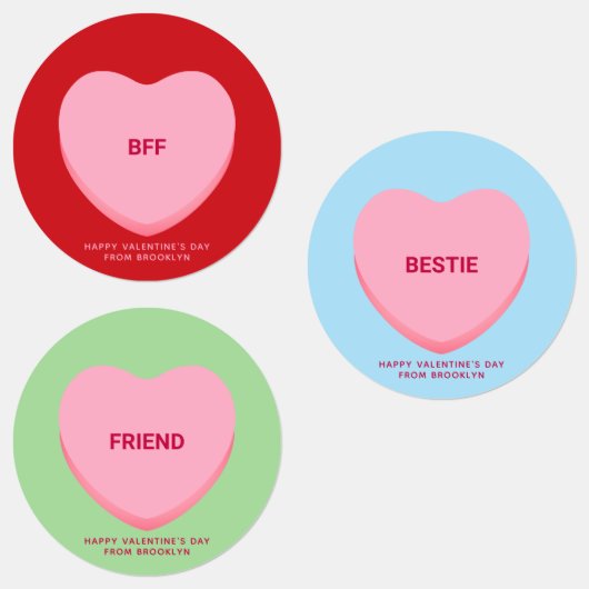 Étiquettes Cute fun assortiment conversation d'amitié coeurs (Groupe)