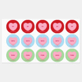 Étiquettes Cute fun assortiment conversation d'amitié coeurs (Feuille)
