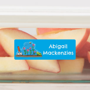 Étiquettes Cute grenouille et abeille dans le jardin dessin a