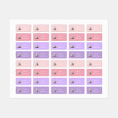Étiquettes Cute Kitten with Backpack Pink and Lilac Clothes (Feuille)