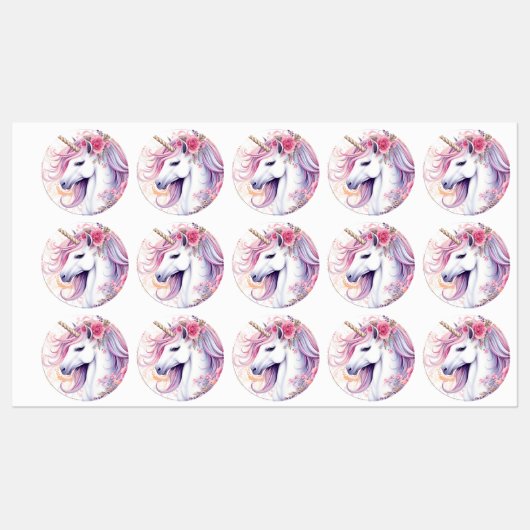 Étiquettes Cute Magique Unicorne (Feuille)