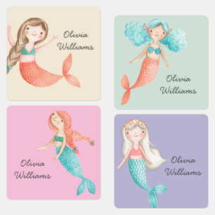 Étiquettes Cute Mermaids Garderie Nom de l'école Vêtements
