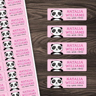 Étiquettes Cute panda nom personnalisé numéro de téléphone pr