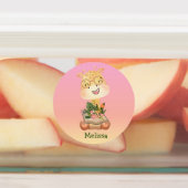 Étiquettes Cute Pastel Fleur Rose Nom de la Giraffe (Apposé)