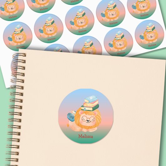 Étiquettes Cute Pastel Lion Bébé Avec Nom Du Livre