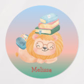 Étiquettes Cute Pastel Lion Bébé Avec Nom Du Livre (Design 1)