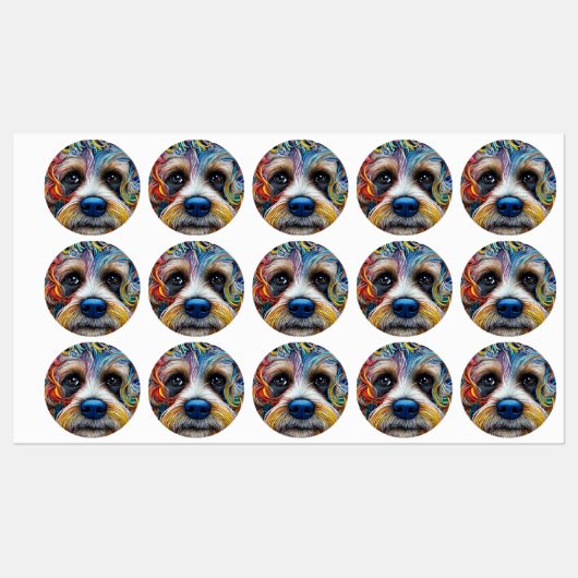 Étiquettes Cute Pop Art Terrier (Feuille)