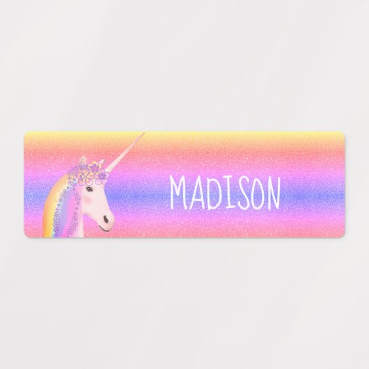 Étiquettes Cute Rainbow Unicorn Personnalisé Enfants étanche (Design 2)