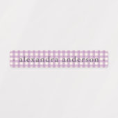 Étiquettes Cute Soft Purple Gingham Kids Waterproof Name (Design 1)