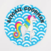 Étiquettes Cute Unicorn Bleu Vave (Design 1)