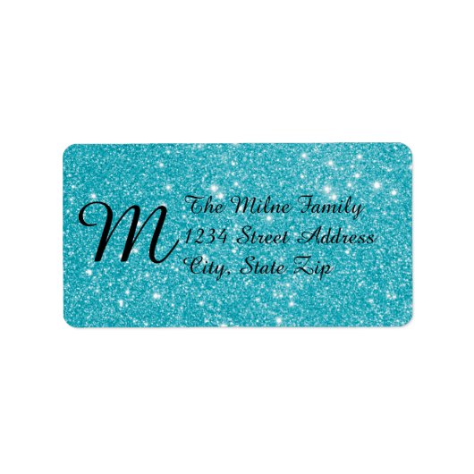 Étiquettes d'adresse à monogramme avec faux brilla (Devant)