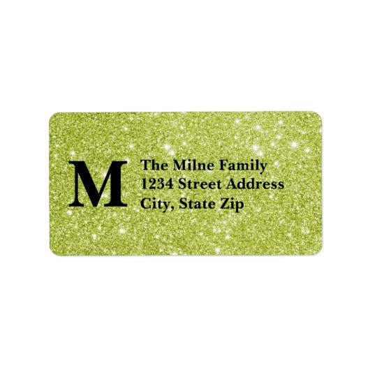 Étiquettes d'adresse à monogramme avec faux strass (Devant)