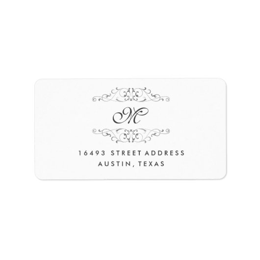 Étiquettes d'adresse à monogramme avec fioritures (Devant)