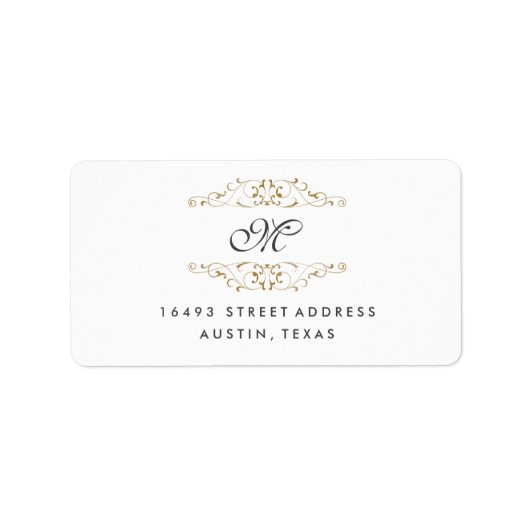 Étiquettes d'adresse à monogramme avec fioritures (Devant)