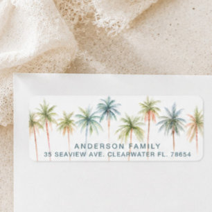 Étiquettes d'adresse au motif de palmiers tropicau