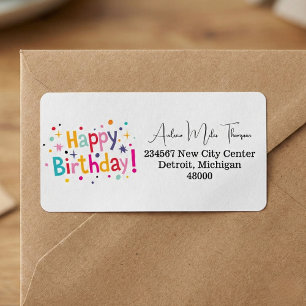 Étiquettes d'adresse avec confettis pour anniversa