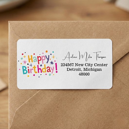 Étiquettes d'adresse avec confettis pour anniversa