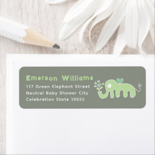 Étiquettes d'adresse Baby Shower Éléphant Vert Mig