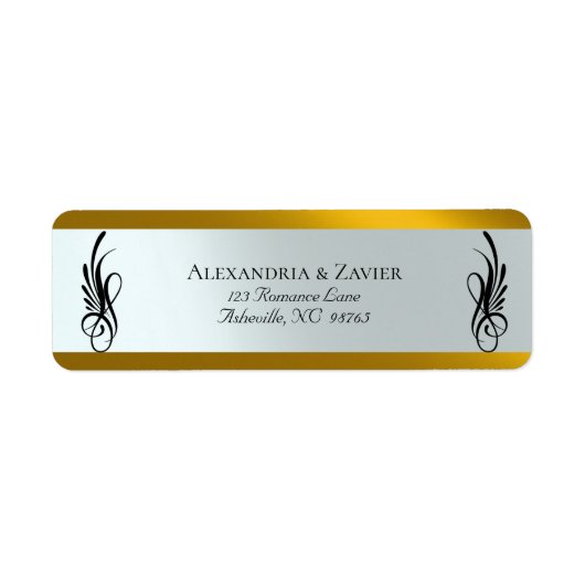 Étiquettes d'adresse calligraphiées - Or (Devant)