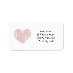 Étiquettes d'adresse cœur vintage rose corail