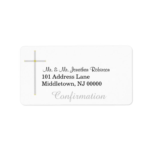 Étiquettes d'adresse croix argent Confirmation (Devant)