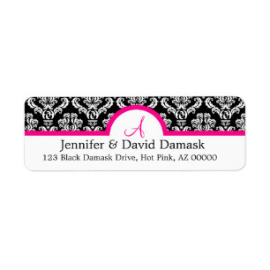 Étiquettes d'adresse Damask White Black
