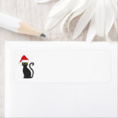 ÉTIQUETTES D'ADRESSE DE CHAT DE NOËL, CHAT NOIR (En situation)