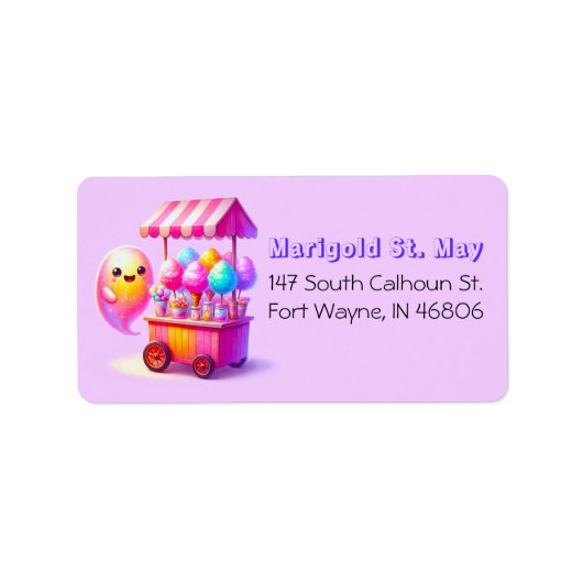 Étiquettes d'adresse de Cotton Candy Ghost Hallowe (Devant)