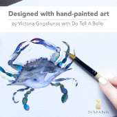 Étiquettes d'adresse de crabe bleu à l'aquarelle c