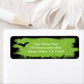 Étiquettes d'adresse de fête de chauve-souris vert (En situation)