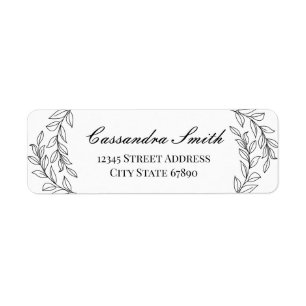 Étiquettes d'adresse de feuilles botaniques minima
