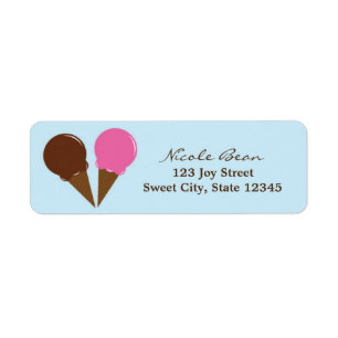Étiquettes d'adresse de glace au chocolat et à la