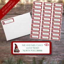Étiquettes d'adresse de gnome de Noël mignon et de