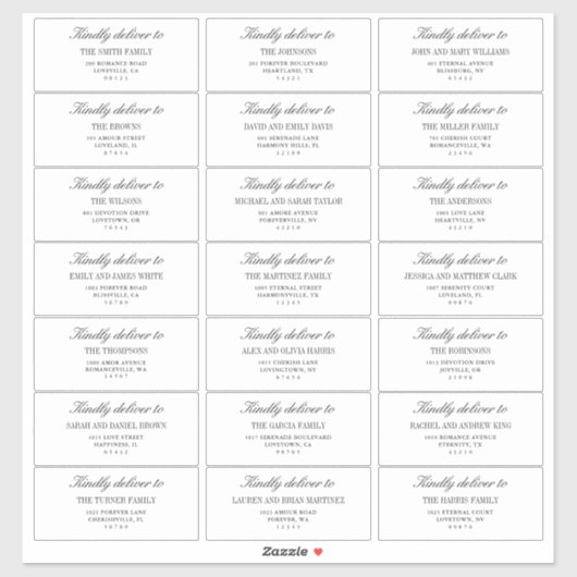 Étiquettes d'adresse de invité de mariage blanches (Feuille)