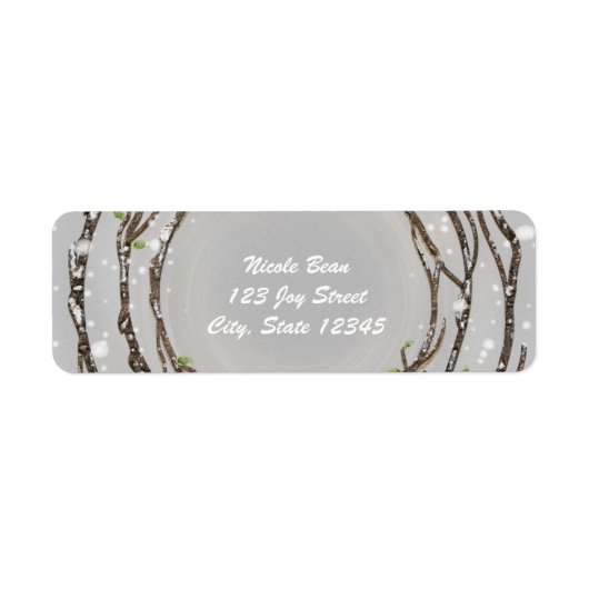 Étiquettes d'adresse de mariage avec branches d'ar (Devant)