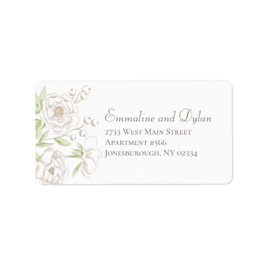 Étiquettes d'adresse de mariage classique Rose Bla (Devant)
