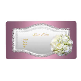 Étiquettes d'adresse de mariage Élégant floral ros