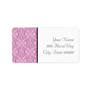 Étiquettes d'adresse de mariage en damassé rose no