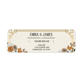 Étiquettes d'adresse de mariage florales vintage