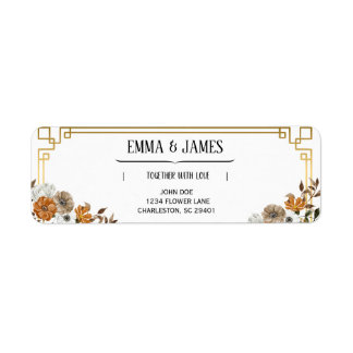 Étiquettes d'adresse de mariage florales vintage