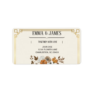 Étiquettes d'adresse de mariage florales vintage