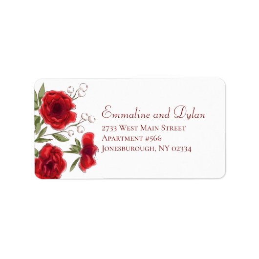 Étiquettes d'adresse de mariage romantique Rose Ro (Devant)