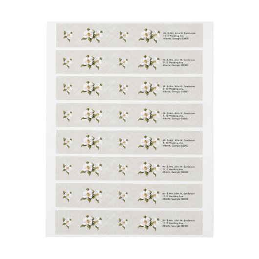 Étiquettes d'adresse de mariage Southern Magnolia (Feuille)