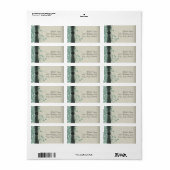 Étiquettes d'adresse de mariage vert et blanc cass (Feuille entière)