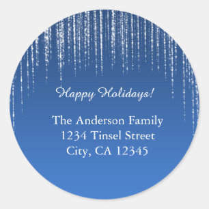 Étiquettes d'adresse de Noël Bleu & Paillettes