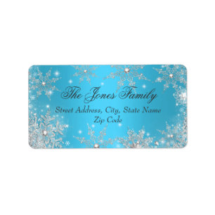 Étiquettes d'adresse de Noël Blue Winter Wonderlan