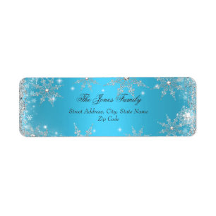Étiquettes d'adresse de Noël Blue Winter Wonderlan