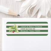 Étiquettes d'adresse de Noël Stripes et Holly (En situation)