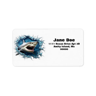 étiquettes d'adresse de retour 3D Great White Shar